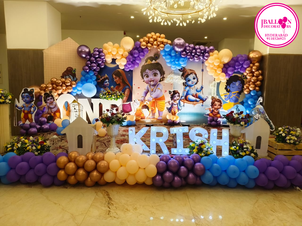 Krishna Theme Birthday Decoration 2 Krishna Theme Birthday Decoration 2